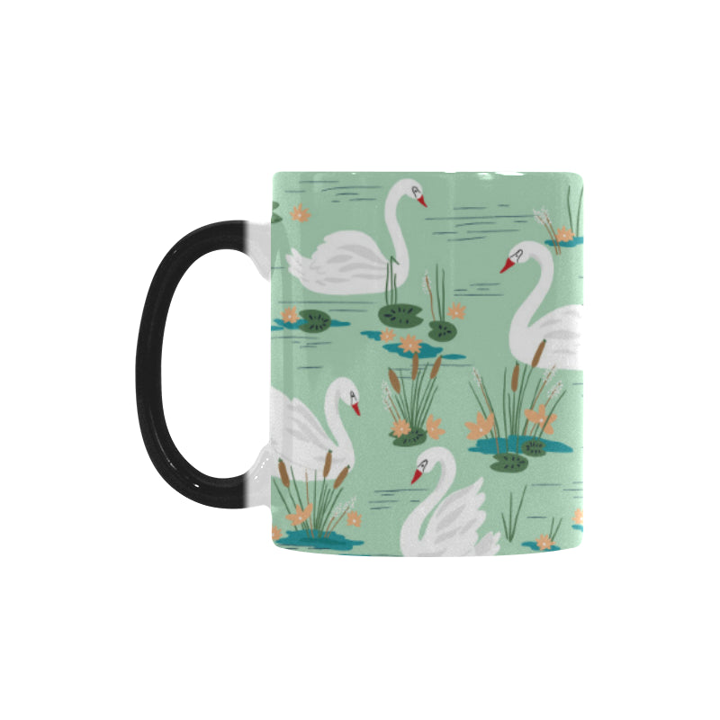 White swan lake pattern Morphing Mug Heat Changing Mug