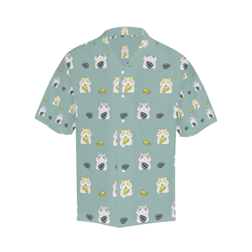 Cute hamster cheese pattern Men's All Over Print Hawaiian Shirt
