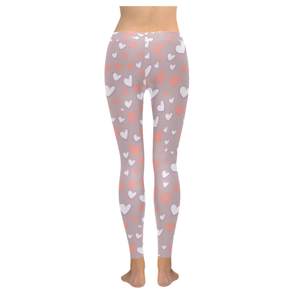 coral white heart pattern Women's Legging Fulfilled In US