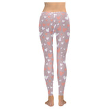 coral white heart pattern Women's Legging Fulfilled In US