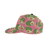 Avocado slices leaves pink back ground All Over Print Snapback Cap