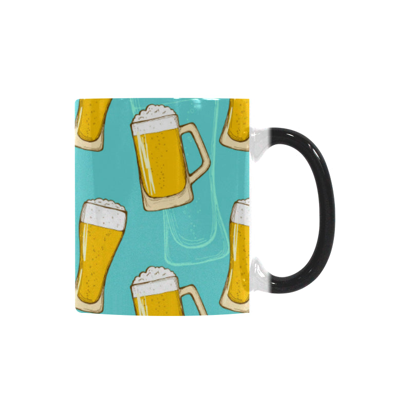 Beer pattern green background Morphing Mug Heat Changing Mug