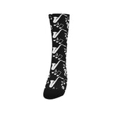 Saxophone music notes treble clef black white them Crew Socks
