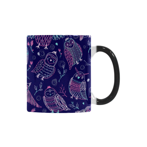 Cute owls pattern boho style ornament Morphing Mug Heat Changing Mug