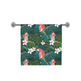 Parrot Palm tree leaves flower hibiscus pattern Bath Towel