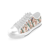 Peacock tropical flower pattern Men's Low Top Shoes White