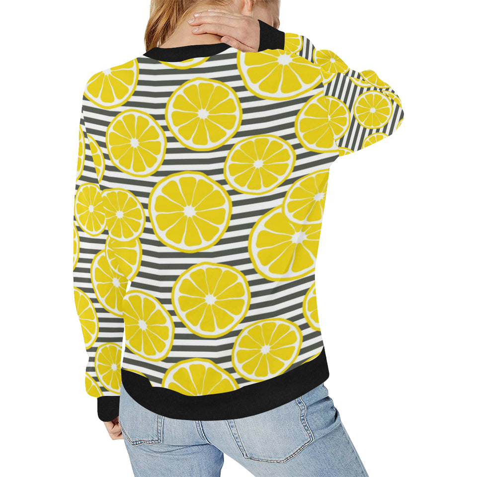 slice of lemon design pattern Women's Crew Neck Sweatshirt