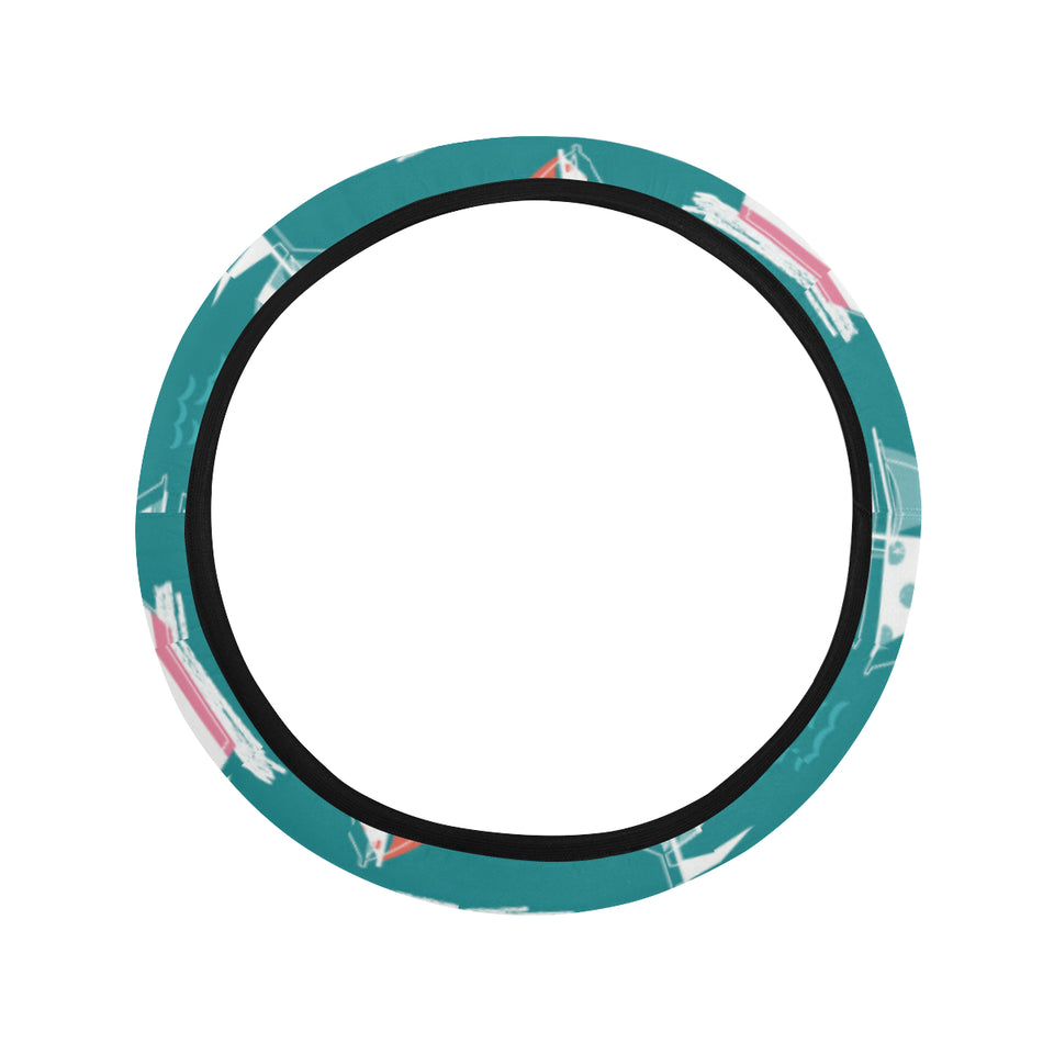 Cute sailboat pattern Car Steering Wheel Cover