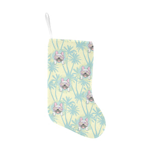 French bulldog hawaii blackground Christmas Stocking