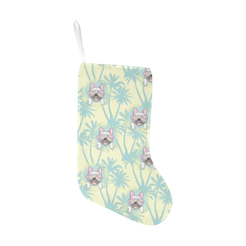 French bulldog hawaii blackground Christmas Stocking