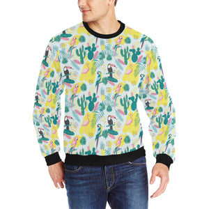 Cute parrot toucan flamingo cactus exotic leaves p Men's Crew Neck Sweatshirt