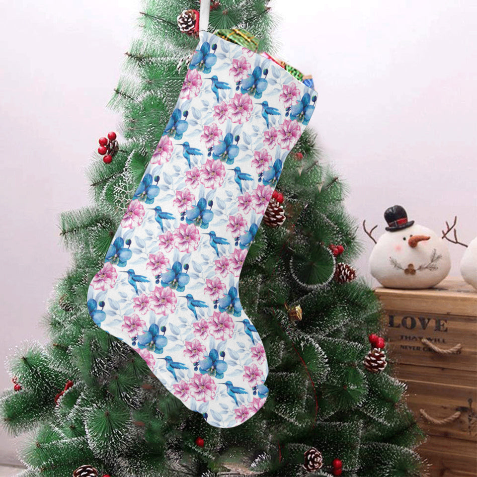 Hummingbird Pattern Print Design 02 Christmas Stocking