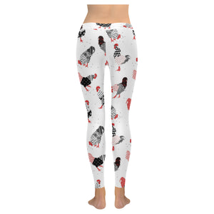Cool rooster chicken cock floral ornament backgroud Women's Legging Fulfilled In US