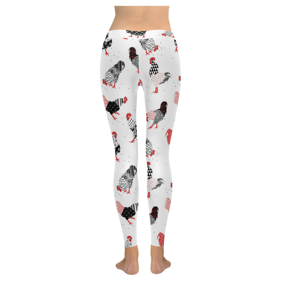 Cool rooster chicken cock floral ornament backgroud Women's Legging Fulfilled In US