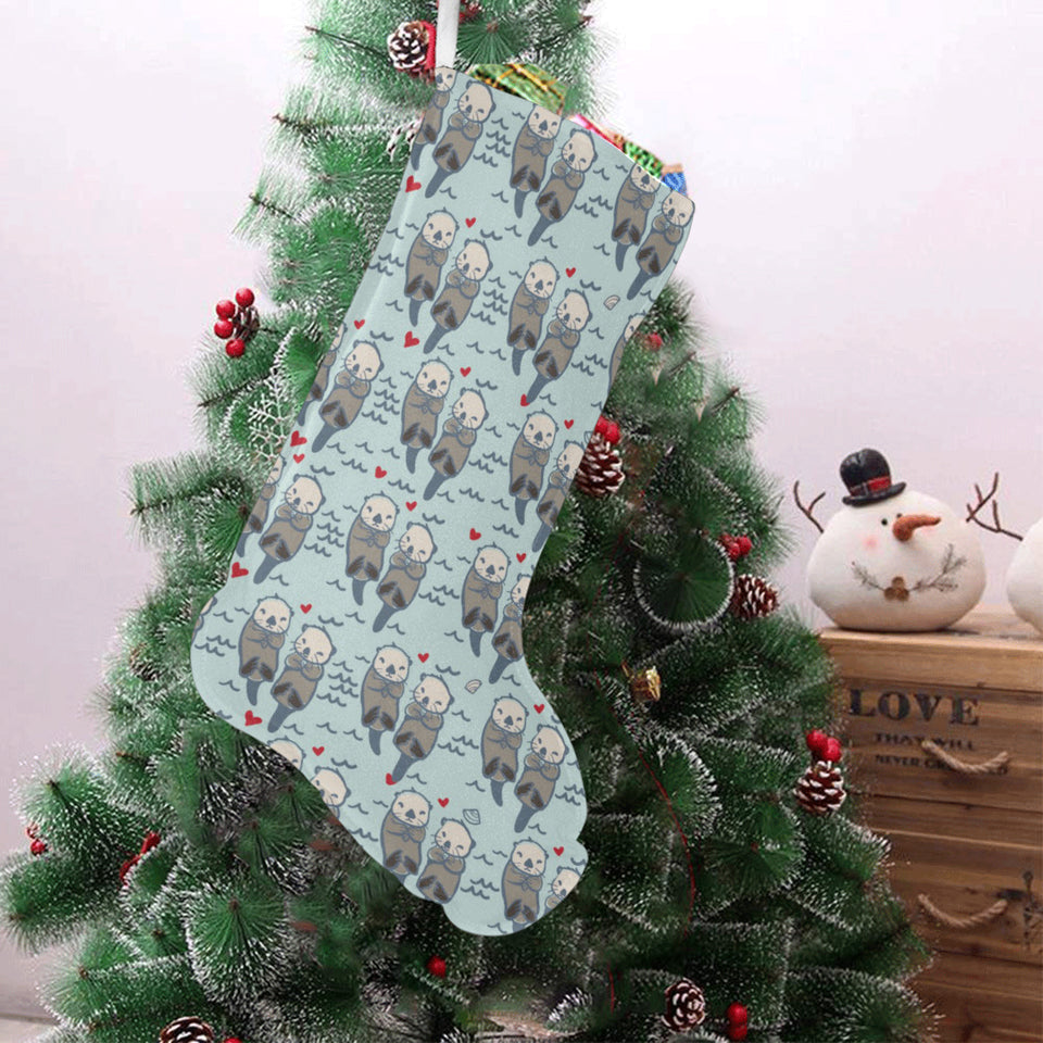 Lovely Sea Otter Pattern Christmas Stocking