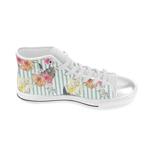 Colorful orchid flower pattern Women's High Top Canvas Shoes White