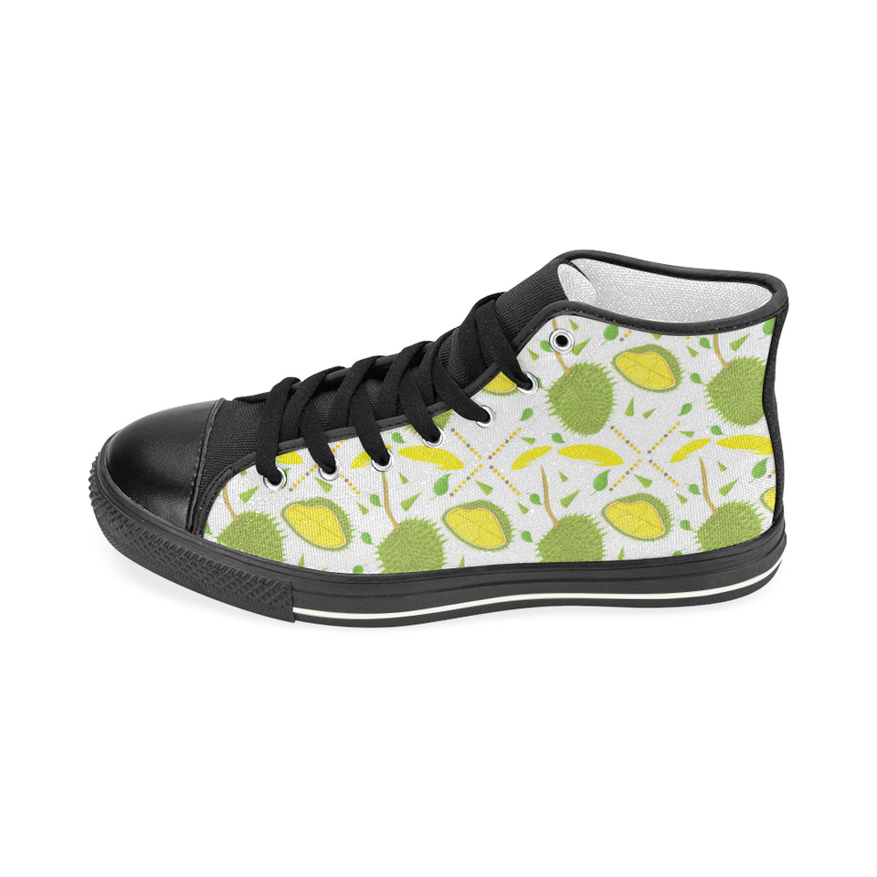 Durian pattern background Women's High Top Canvas Shoes Black