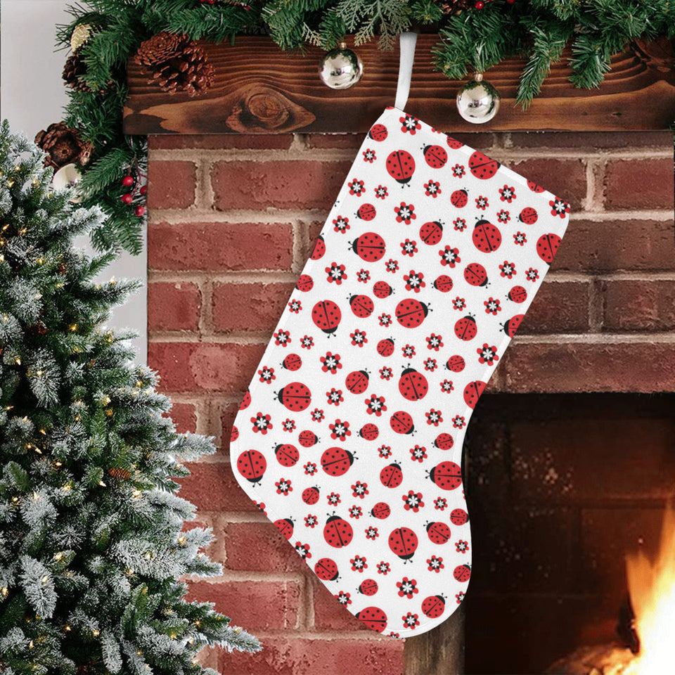 Ladybug Pattern Print Design 04 Christmas Stocking