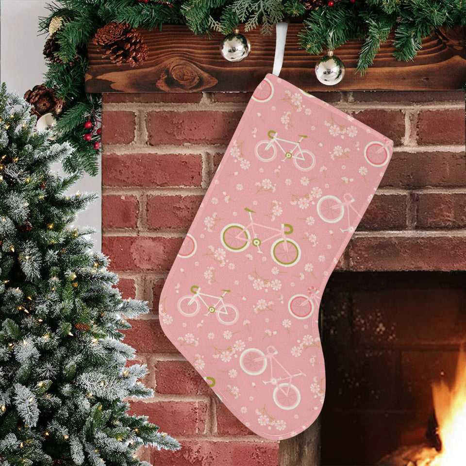 Bicycle Pattern Print Design 02 Christmas Stocking
