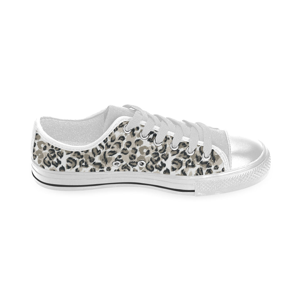 Leopard skin print pattern Men's Low Top Canvas Shoes White