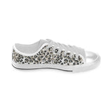 Leopard skin print pattern Men's Low Top Canvas Shoes White