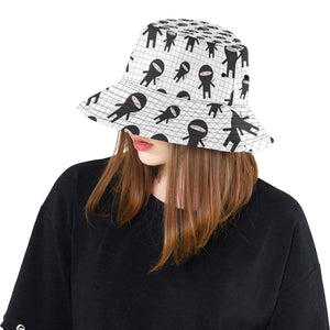 Ninja pattern plaid background Unisex Bucket Hat