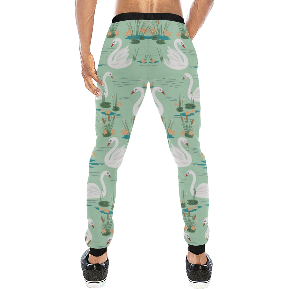 White swan lake pattern Unisex Casual Sweatpants