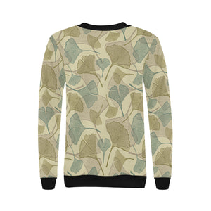 Ginkgo leaves design pattern Women's Crew Neck Sweatshirt