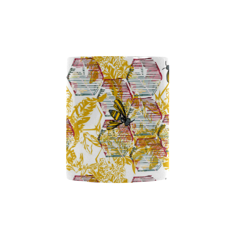 Cool Bee honeycomb leaves pattern Morphing Mug Heat Changing Mug