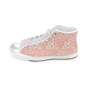 Snake lilies flower pattern Men's High Top Canvas Shoes White