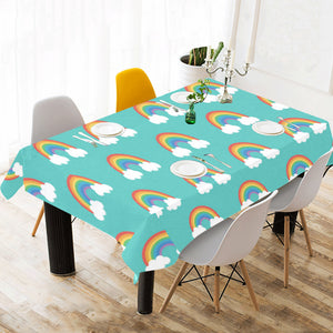 Rainbow pattern green background Tablecloth