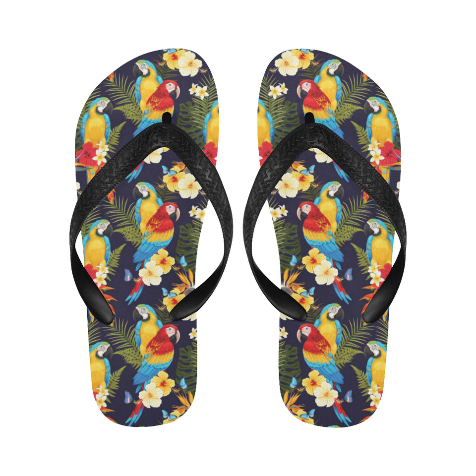 Colorful parrot flower pattern Unisex Flip Flops