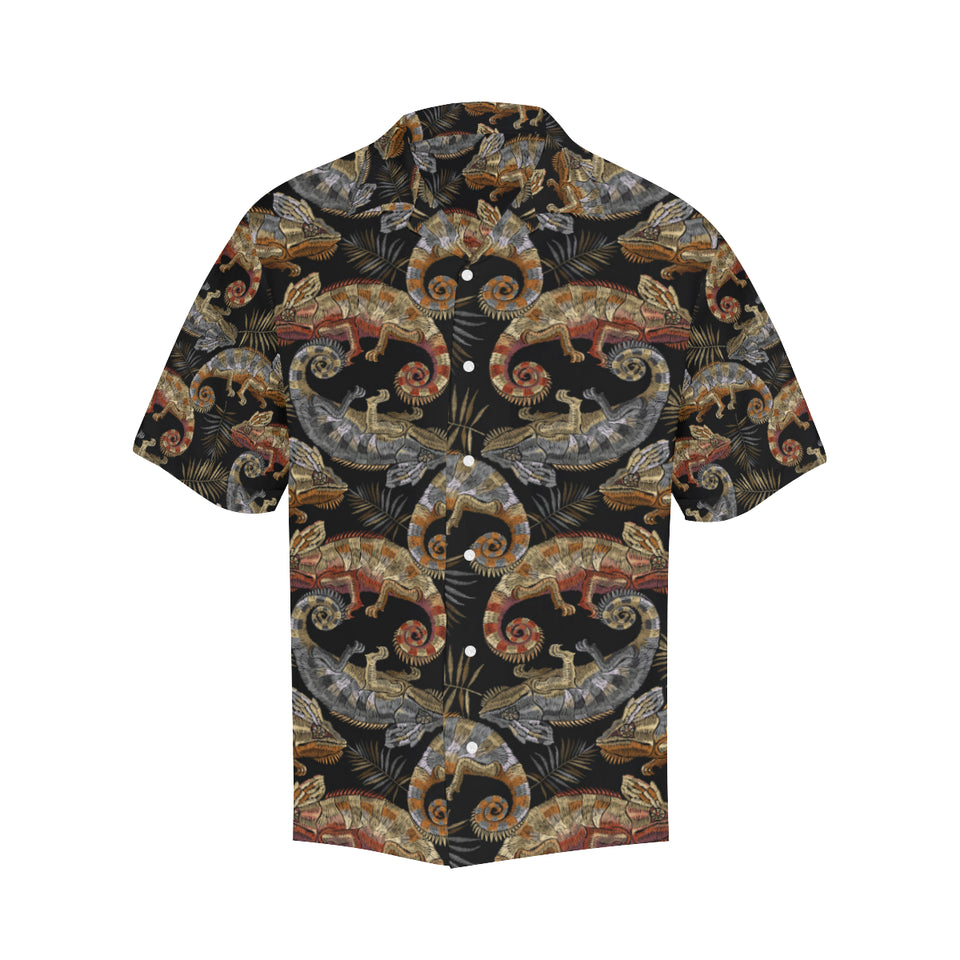Chameleon lizard tropical leaves palm tree Men's All Over Print Hawaiian Shirt
