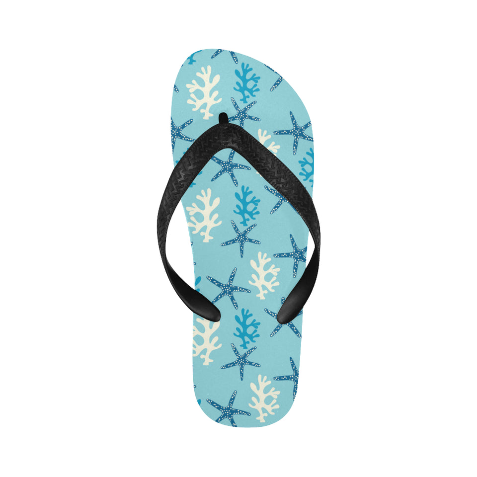 Blue starfish coral reef pattern Unisex Flip Flops