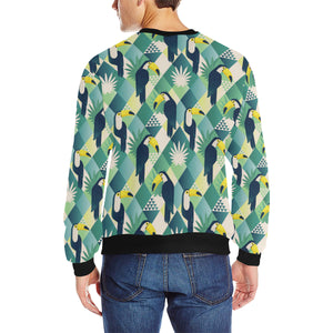 Toucan tropical leaves design pattern Men's Crew Neck Sweatshirt