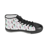 cute mermaid dolphin fish starfish pattern Women's High Top Canvas Shoes Black
