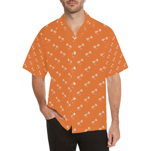 Engine Piston Orange Background Pattern Print Desi Men's All Over Print Hawaiian Shirt (Model T58)