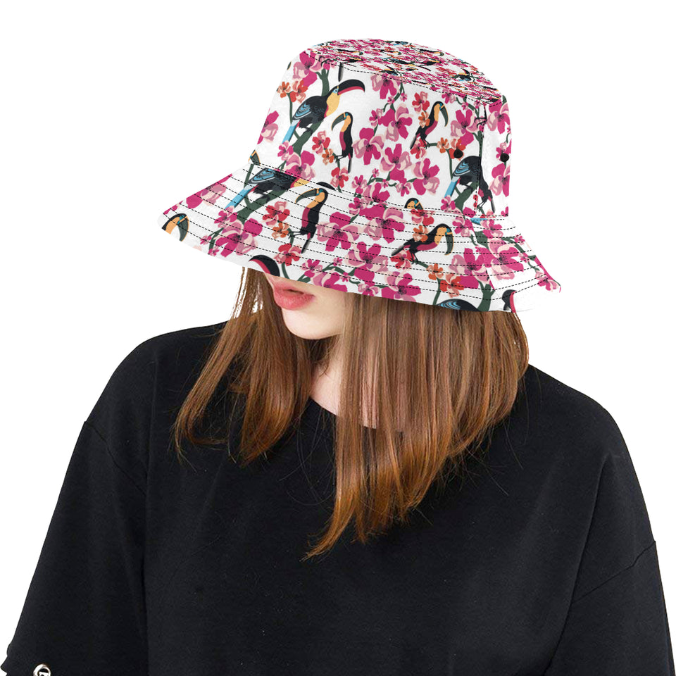 Toucan flower design pattern Unisex Bucket Hat