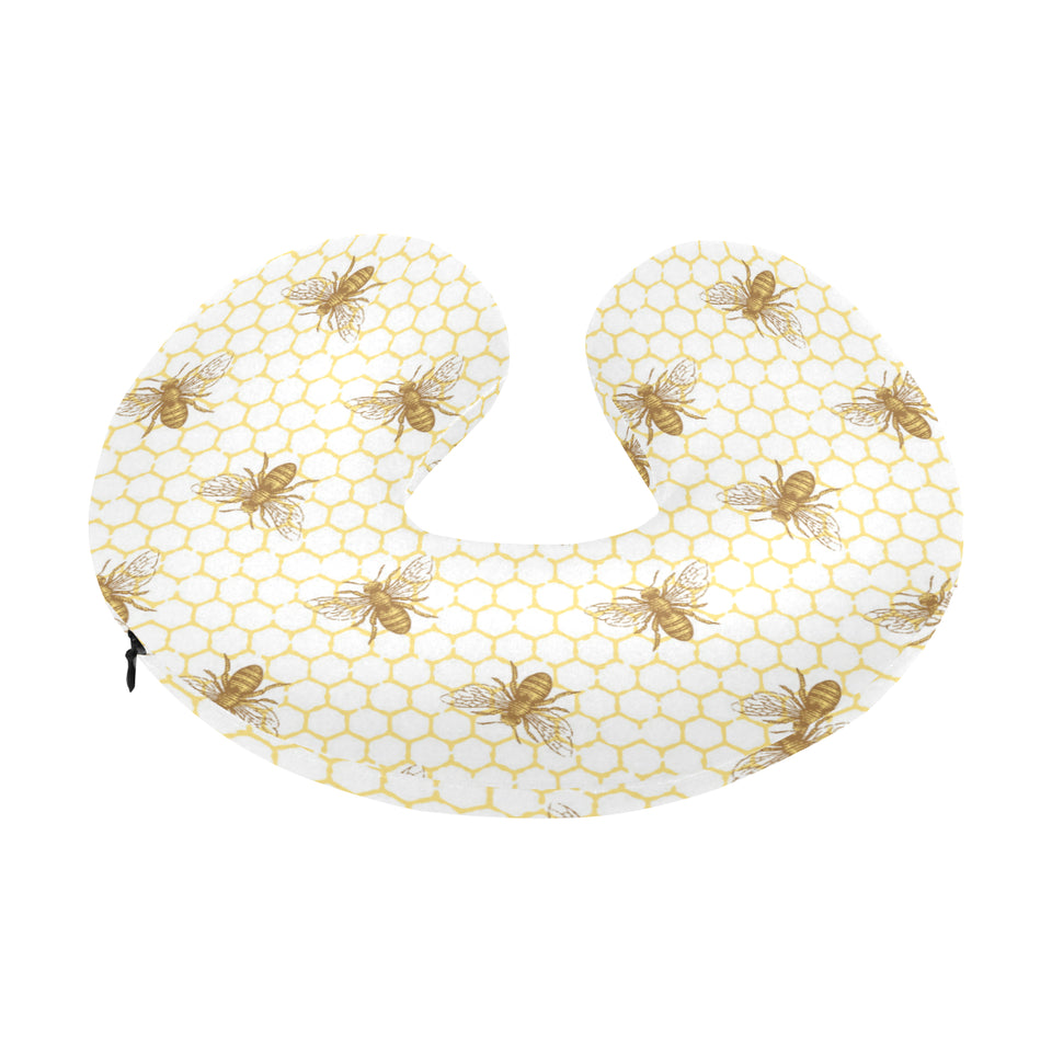 Bee honeycomb seamless design pattern U-Shaped Travel Neck Pillow