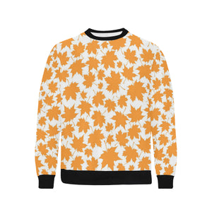 Orange Maple Leaf pattern Men's Crew Neck Sweatshirt
