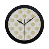 Gold Ornamental lotue waterlily symbol pattern Elegant Black Wall Clock