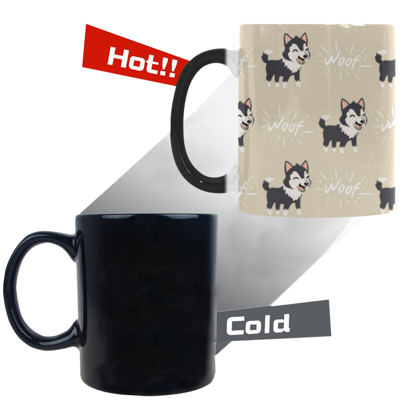 Cute Siberian Husky Morphing Mug Heat Changing Mug