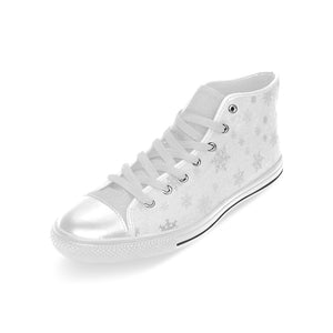 Snowflake pattern white background Men's High Top Canvas Shoes White