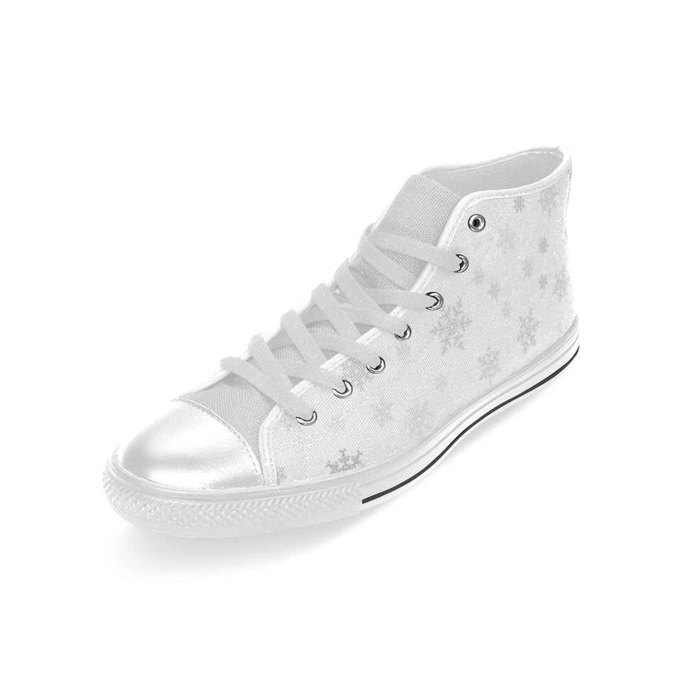 Snowflake pattern white background Men's High Top Canvas Shoes White
