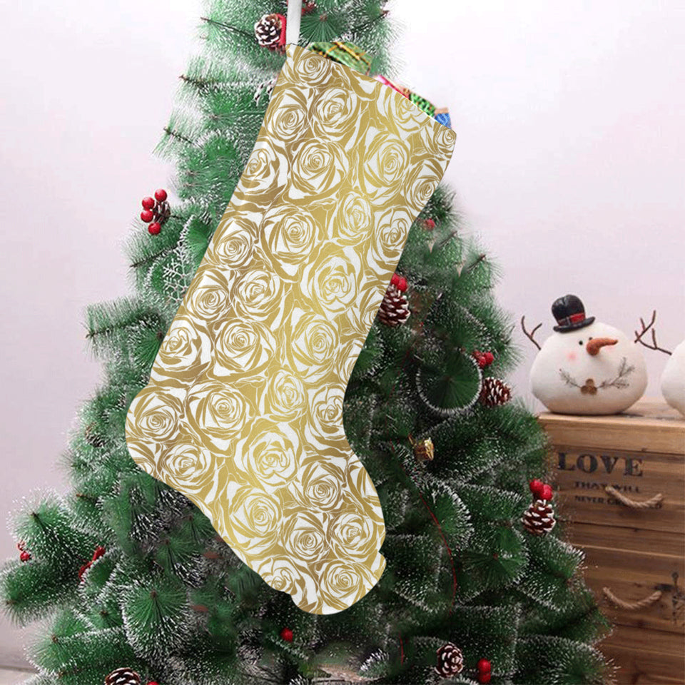 Rose Pattern Print Design 05 Christmas Stocking