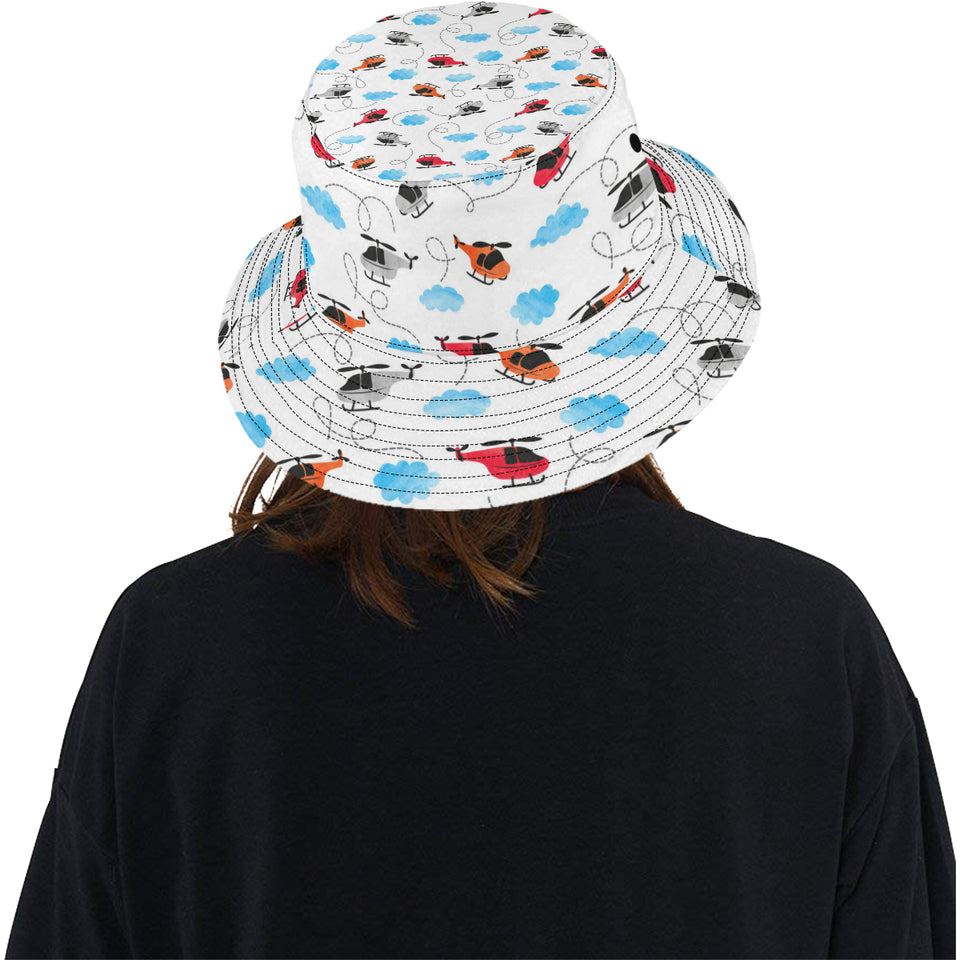 Watercolor helicopter cloud pattern Unisex Bucket Hat