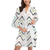 zigzag  chevron paint pattern Women's Short Kimono Robe