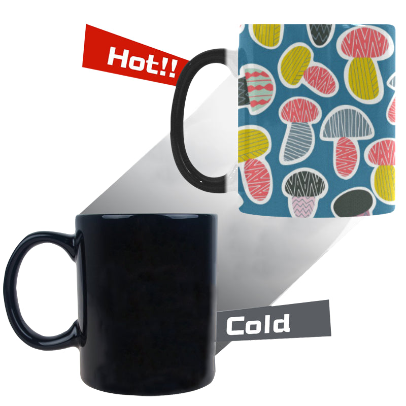 Colorful mushroom design pattern Morphing Mug Heat Changing Mug
