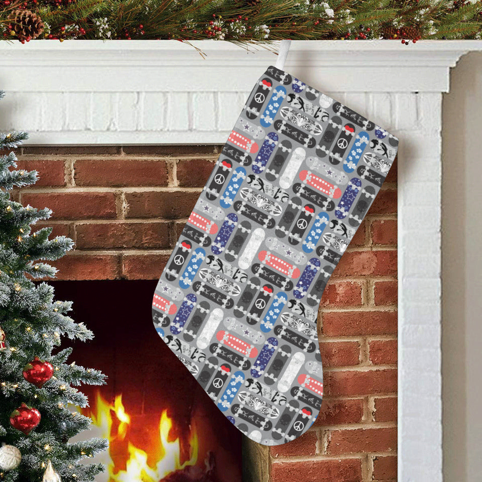 Skate Board Pattern Print Design 04 Christmas Stocking