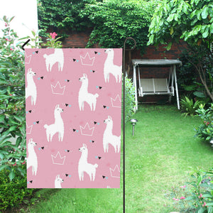 Llama Alpaca pink background House Flag Garden Flag